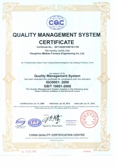 Sertifikat Sistem Manajemen Mutu ISO9001 : 2008